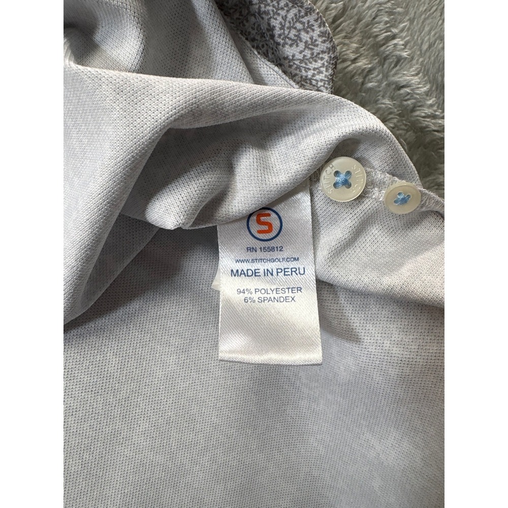 Stitch Golf Polo Shirt Mens XL Gray Floral Print Performance Stretch - Picture 8 of 10